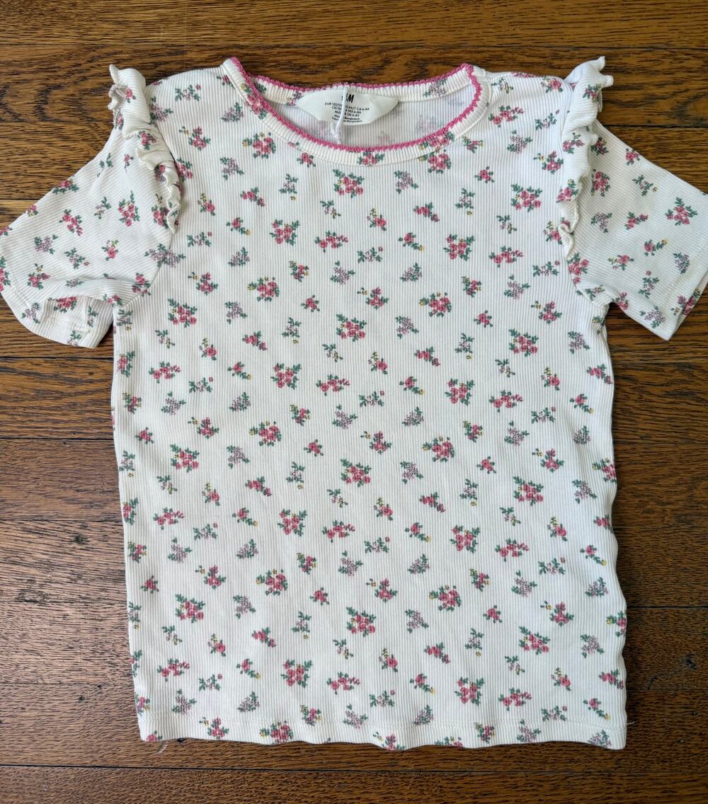 H&M Girls' Floral Ribbed Shirt Size 6-7